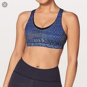 Lululemon Stash N Run Bra Blue and Black